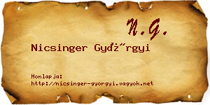 Nicsinger Györgyi névjegykártya